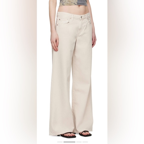 Agolde Cream Wide Leg Jeans - Picture 3 of 4